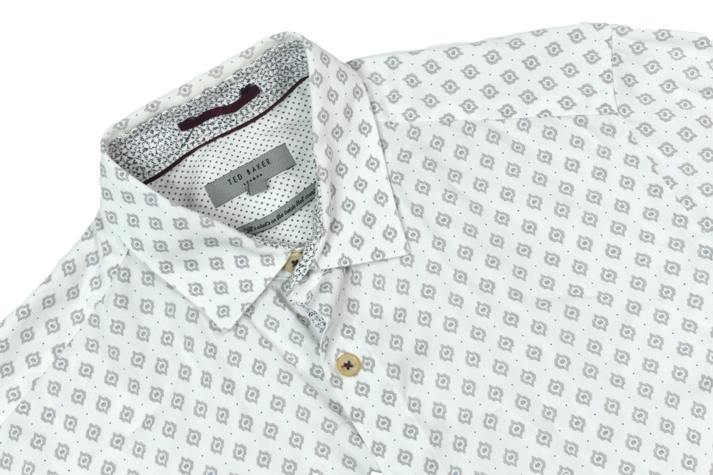 Ted Baker London Shirt Mens Large White Foulard Long Sleeve Button-Up Cotton
